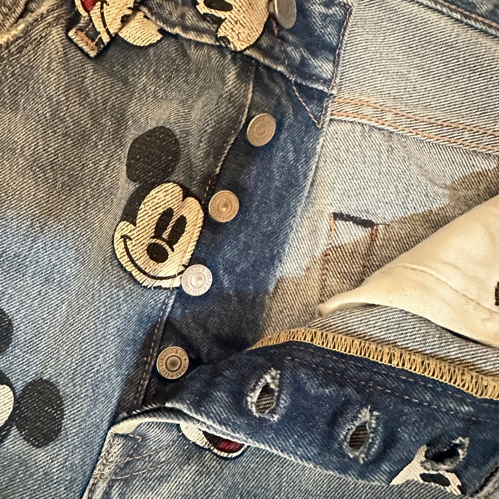 Levi's Light Blue Denim Jeans with Mickey Mouse Faces - Picture 6 of 8